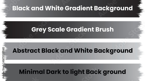 Brushstroke design elements with a black and white gradient, perfect for abstract backgrounds, modern textures, and artistic graphic design.