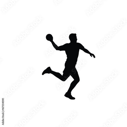 Silhouette of a handball player throwing a ball male