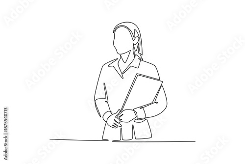 Job and professional concept. Single line draw design. Vector graphic illustration