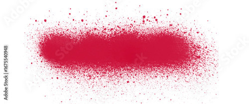 Red spray paint splatter texture on white background. Abstract graffiti stroke effect for grunge art, street design, and creative modern illustration. Bold spray texture backdrop.