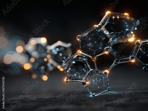 Wallpaper Mural Futuristic Glowing Molecular Model with Sci-Fi Design Torontodigital.ca