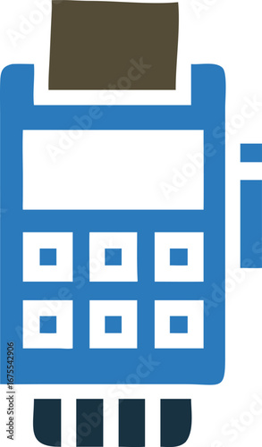 Blue Terminal Payment With Receipt On White Background