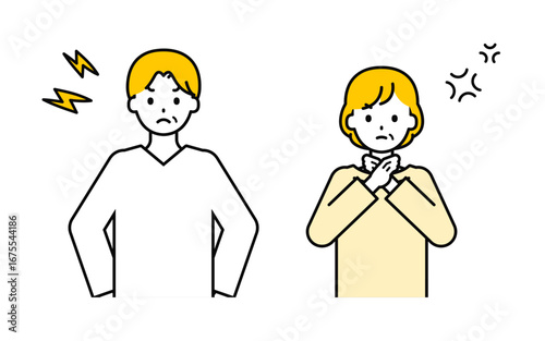 シンプルなシニアの男女_怒る