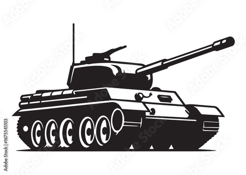 military tank logo silhouette vector, battle tank silhouette vector illustration, army tank silhouette logo vector, powerful military vehicle logo silhouette vector on white background.