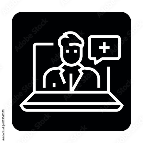 telemedicine color flat icon. Sign for web page, mobile app,