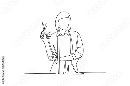 Job and professional concept. Single line draw design. Vector graphic illustration