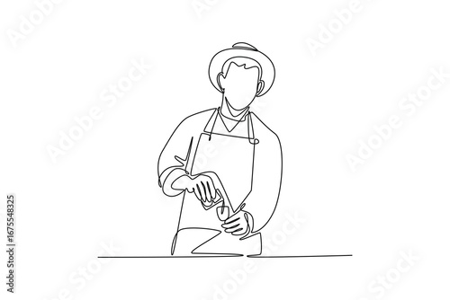 Job and professional concept. Single line draw design. Vector graphic illustration