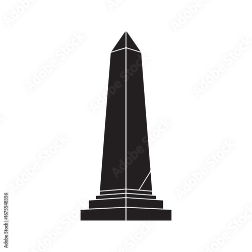 Obelisk icon silhouette. Simple black glyph of an ancient Egyptian monument or memorial landmark. Vector illustration isolated.
