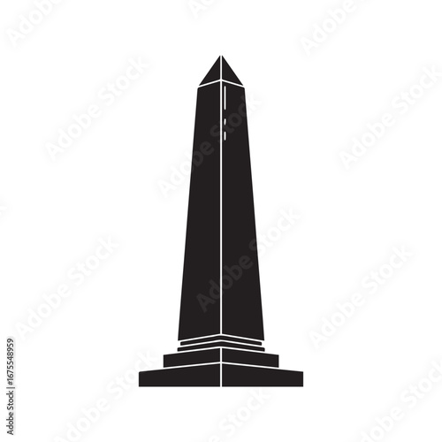 Obelisk icon silhouette. Simple black glyph of an ancient Egyptian monument or memorial landmark. Vector illustration isolated.
