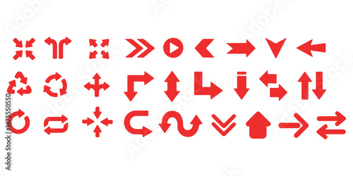 Road traffic direction arrows flat set. You-turn, left, right, two way, three way transportation direction arrow symbol. decision icon vector Trafic way icon