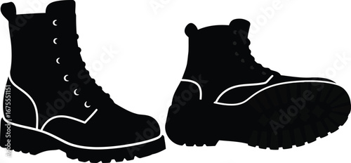 Tactical combat boots silhouette military footwear foot protection rugged outdoor gear vector