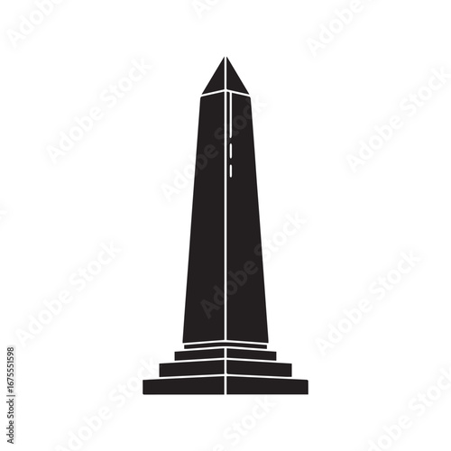 Obelisk icon silhouette. Simple black glyph of an ancient Egyptian monument or memorial landmark. Vector illustration isolated.

