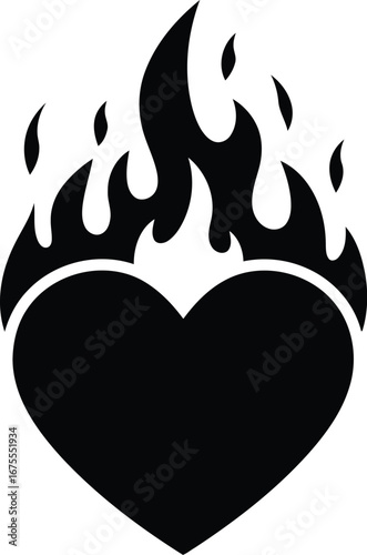 Burning heart symbol vector graphic passionate love creative design concept vector