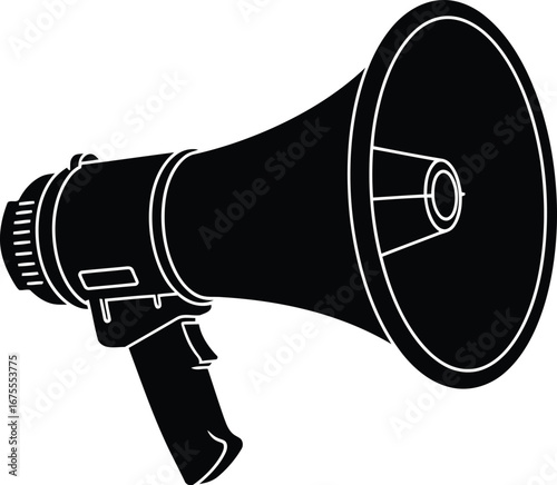 Vintage megaphone silhouette announcement speaker vintage communication tool vector