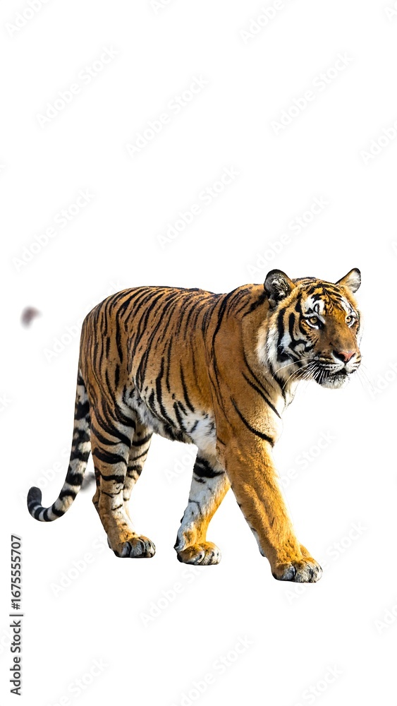 Obraz premium Tiger walking, isolated on white