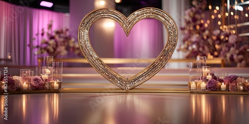 A close-up detail shot of a reality show finale stage