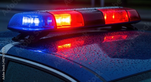 Wallpaper Mural Close-up of a Police Car's Emergency Lights at Night Torontodigital.ca