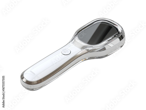 Sleek, handheld medical device with transparent casing
