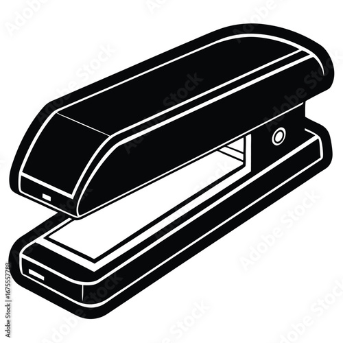 Black and white stapler vector illustration for office supplies and stationery projects design use