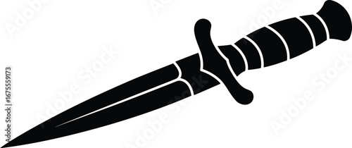 Vintage military combat knife silhouette illustration isolated on white vector