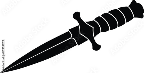Antique combat knife dagger vintage military weapon stylized illustration vector