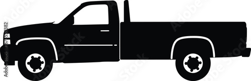 Classic american pickup truck silhouette side view transportation vehicle vector