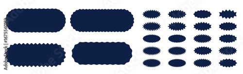 Jagged shape icons. Geometric spiky designs. Abstract black silhouettes. Vector symbols set