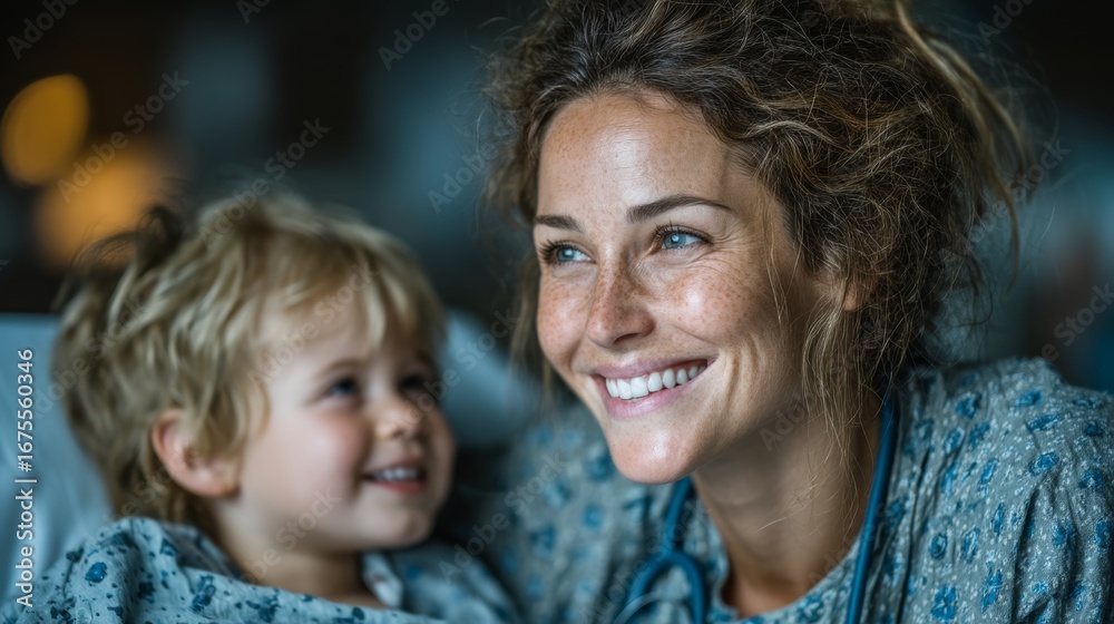 Obraz premium Smiling nurse caring for a young patient in a medical setting