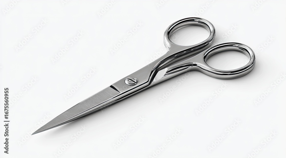 Obraz premium Close-up of polished metal manicure scissors
