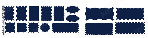 Jagged shape icons. Geometric spiky designs. Abstract black silhouettes. Vector symbols set