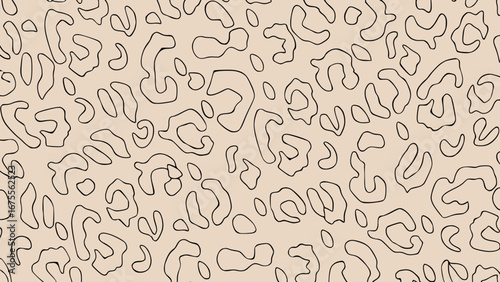 Black and beige seamless pattern with abstract animal print elements 