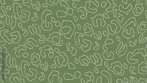 Green and white seamless pattern with abstract animal print elements 