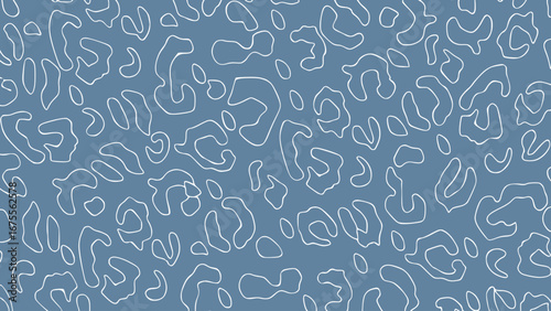 Blue and white seamless pattern with abstract animal print elements 