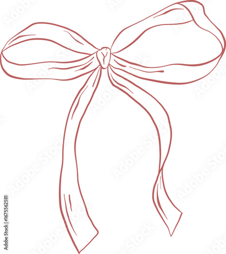 Simple Line Bow With Loose Tails And Symmetry