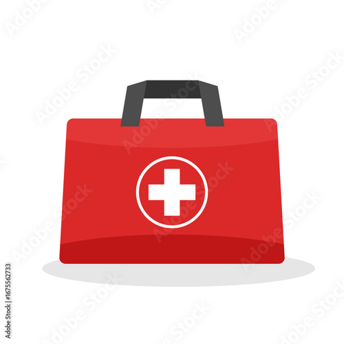 Red first aid kit icon with white medical cross symbol.