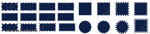 Jagged shape icons. Geometric spiky designs. Abstract black silhouettes. Vector symbols set