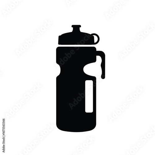 Black sports water bottle with handle container