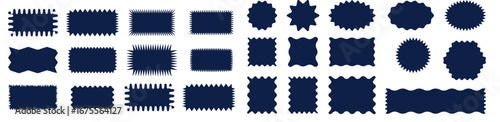 Jagged shape icons. Geometric spiky designs. Abstract black silhouettes. Vector symbols set