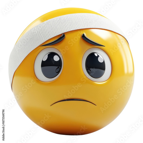 Sad emoji with a bandage expressing sorrow for unnoticed injuries and pain