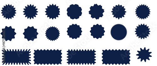 Jagged shape icons. Geometric spiky designs. Abstract black silhouettes. Vector symbols set