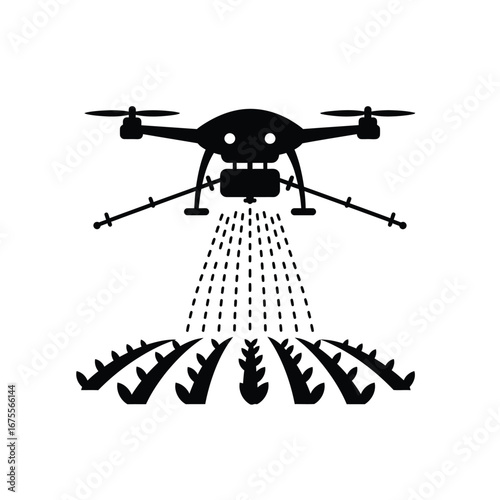 Drone spraying crops with liquid agriculture technology
