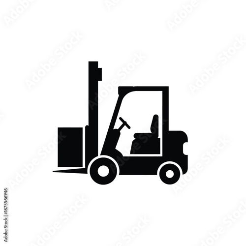 Black forklift icon vehicle industrial
