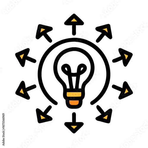 Yellow arrows lightbulb expansion concept flat vector