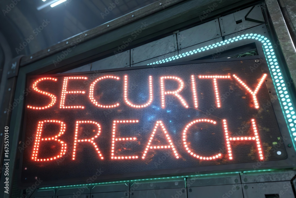 Obraz premium Digital Security Breach Warning