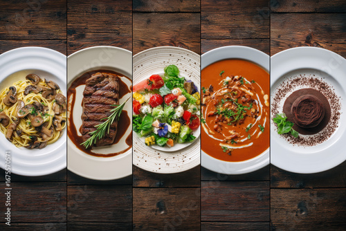 Collage of restaurant dishes