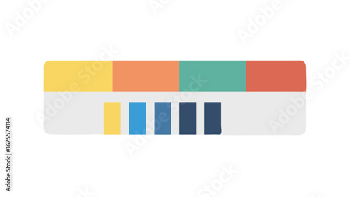 Abstract flat design illustration of a color palette swatch with rows of colored squares and vertical bars representing data or design elements