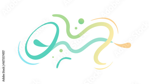 Abstract flowing organic lines and shapes with a gentle gradient transitioning from teal to yellow and peach on a black background