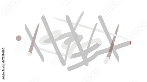 Abstract composition of light gray and white brush strokes and lines on a black background with subtle pink accents