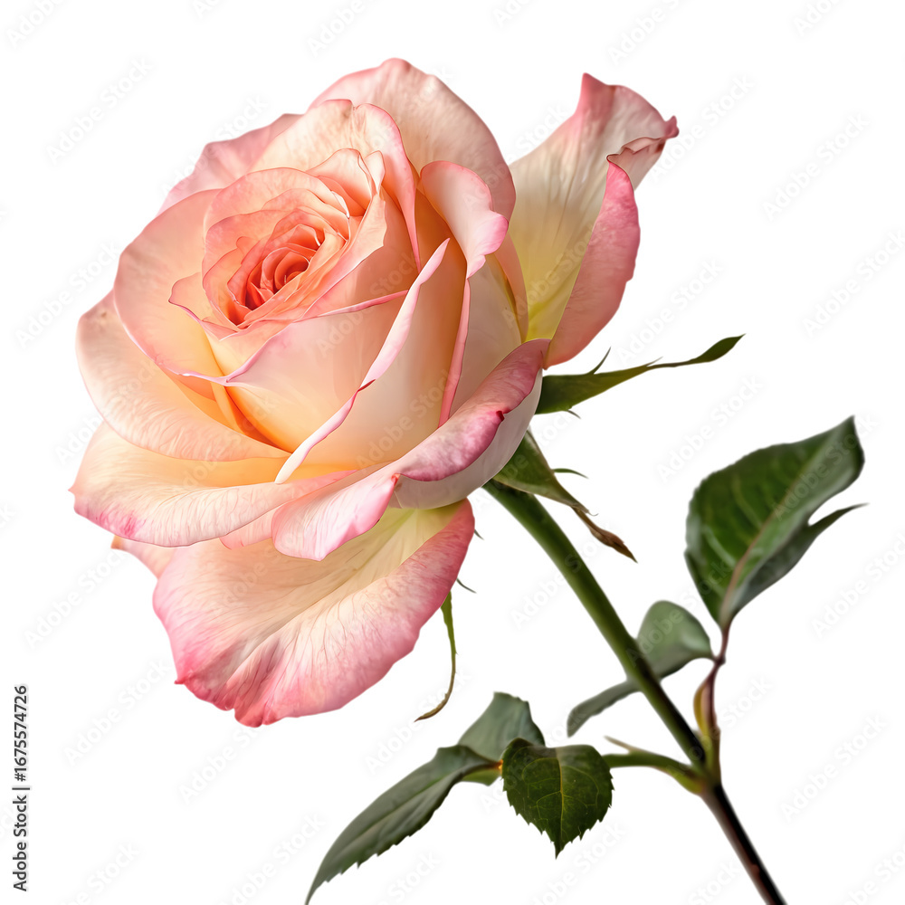 Fototapeta premium Peach and Pink Rose: Elegant Floral Blossom Close-Up Photography