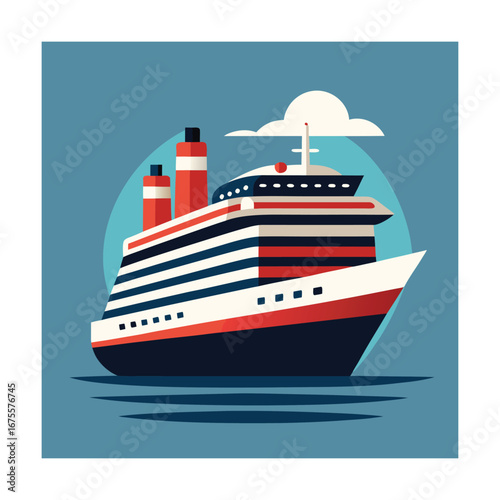 Cruise Ship Illustration with Cloud Detail ocean liner